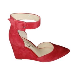 NWOB. Jessica Simpson Women's Moyra Wedge Pump MARASCHINO KID SUEDE